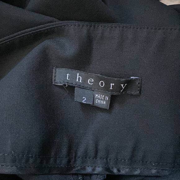 Theory Cropped Slim Leg Black Tuxedo Waist Trouser Pant Size 2 - Picture 6 of 9
